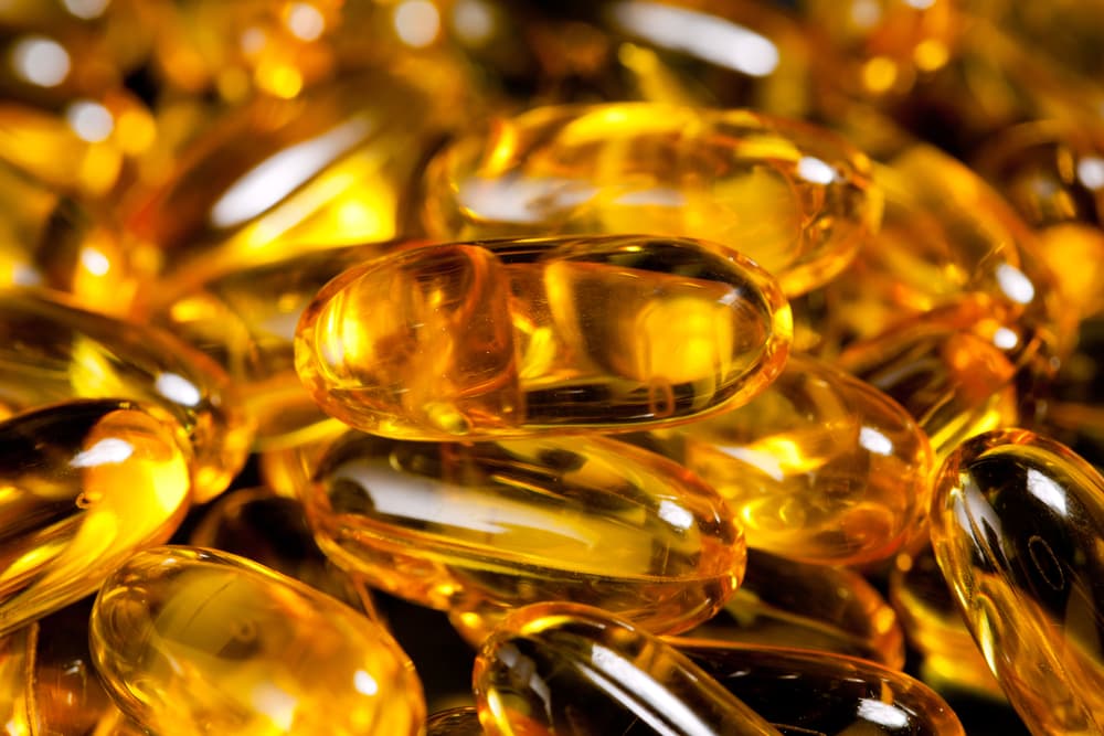 Close up of cod liver capsules