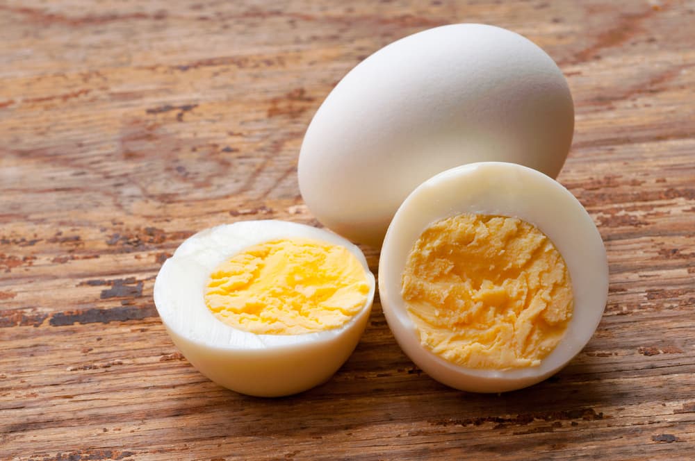 hardboiled eggs on table
