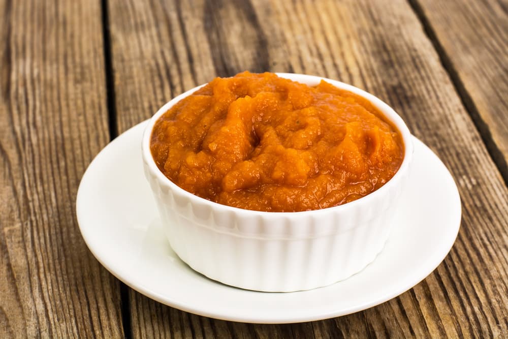 Canned pumpkin in a dish