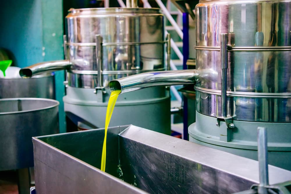 Oil being cold pressed as part of manufacturing process