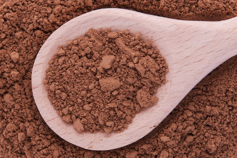 Mushroom powder in a wooden spoon