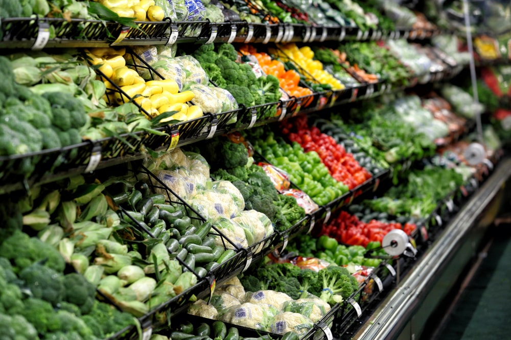Produce section of a grocery store