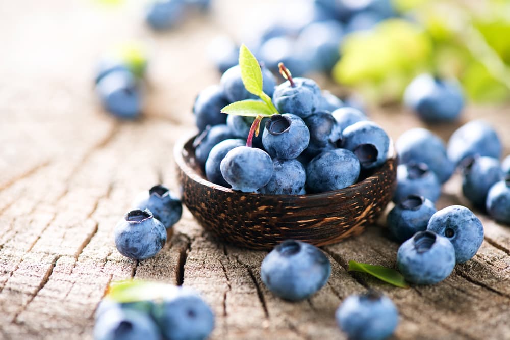 Blueberries on a table