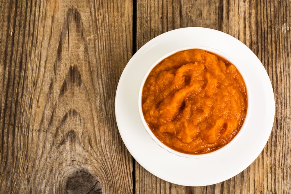 Canned pumpkin in a bowl