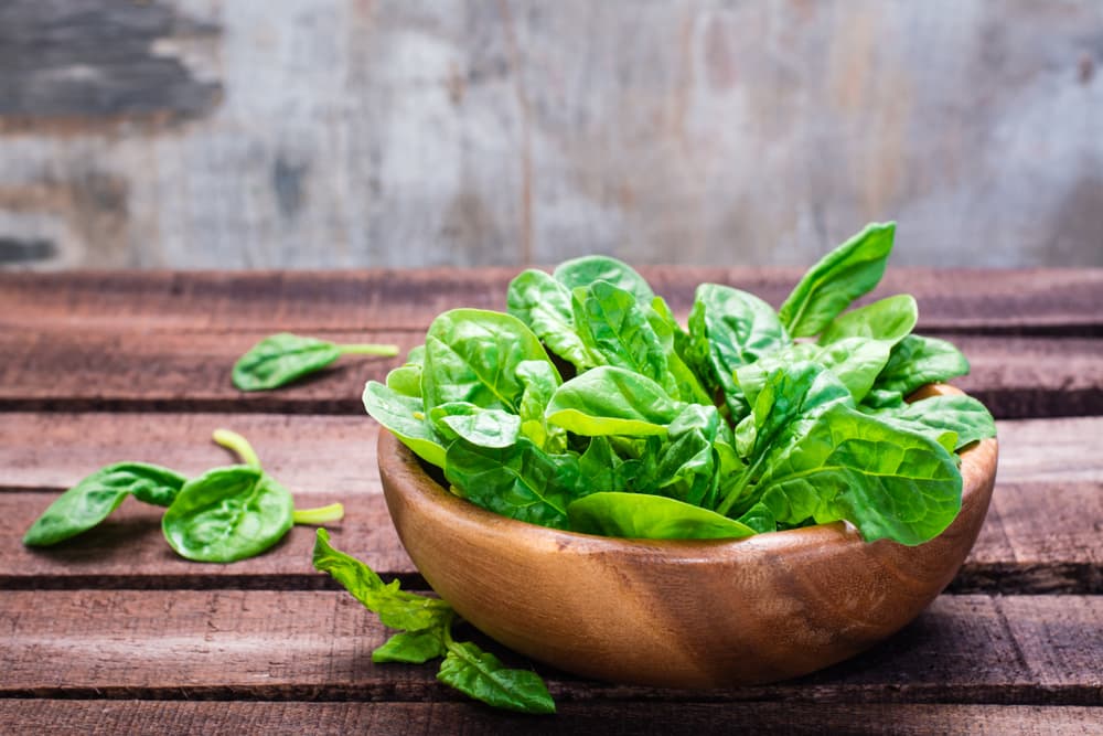 Bowl of spinach on the table