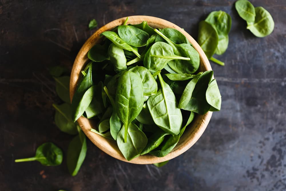 Bowl of raw spinach
