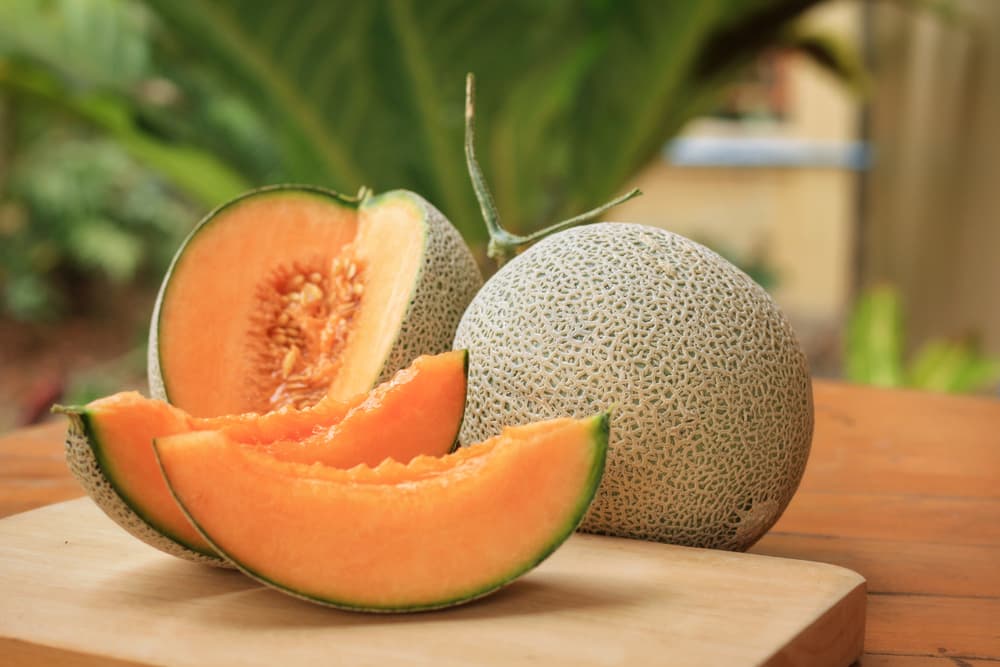 Beautiful board with fresh cantaloupe