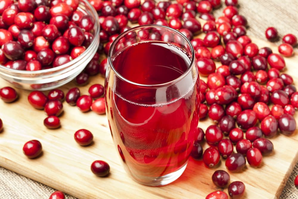 cranberry juice on table