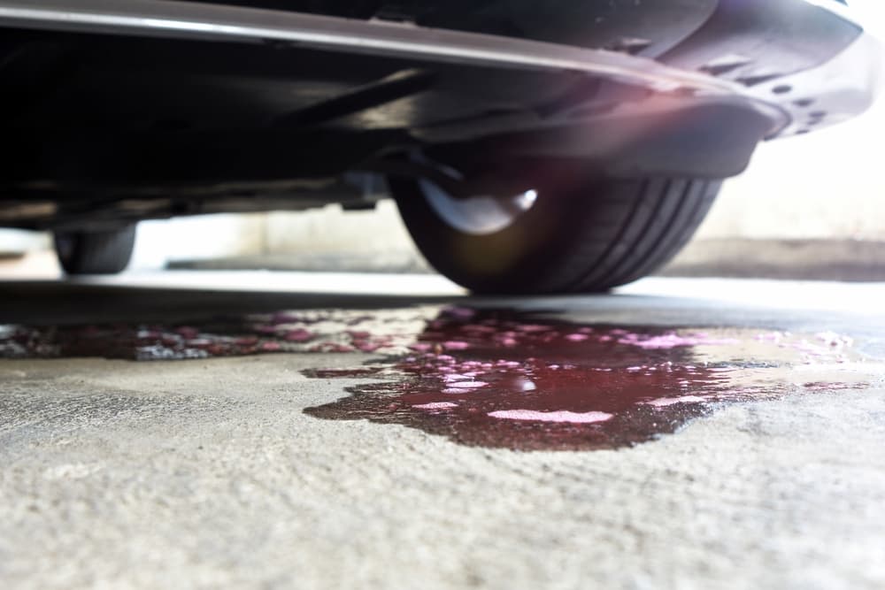 Spilled antifreeze in driveway