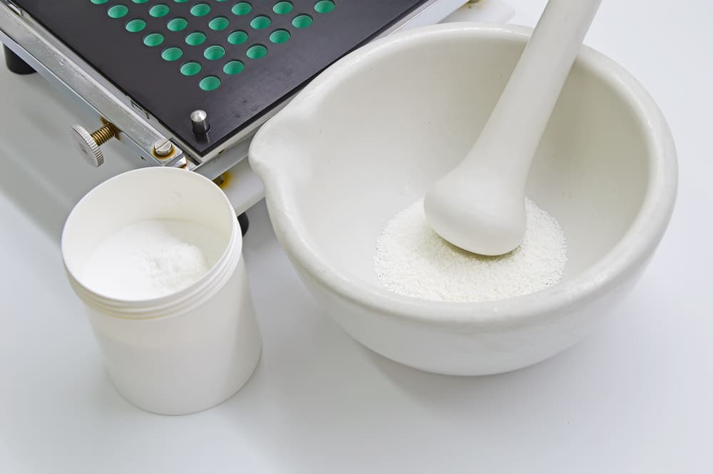 White powder at compounding veterinary pharmacy