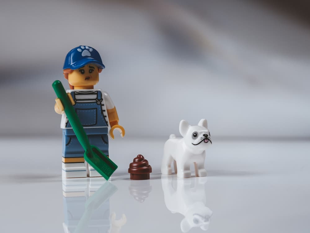 Lego figurine of dog poop cleanup