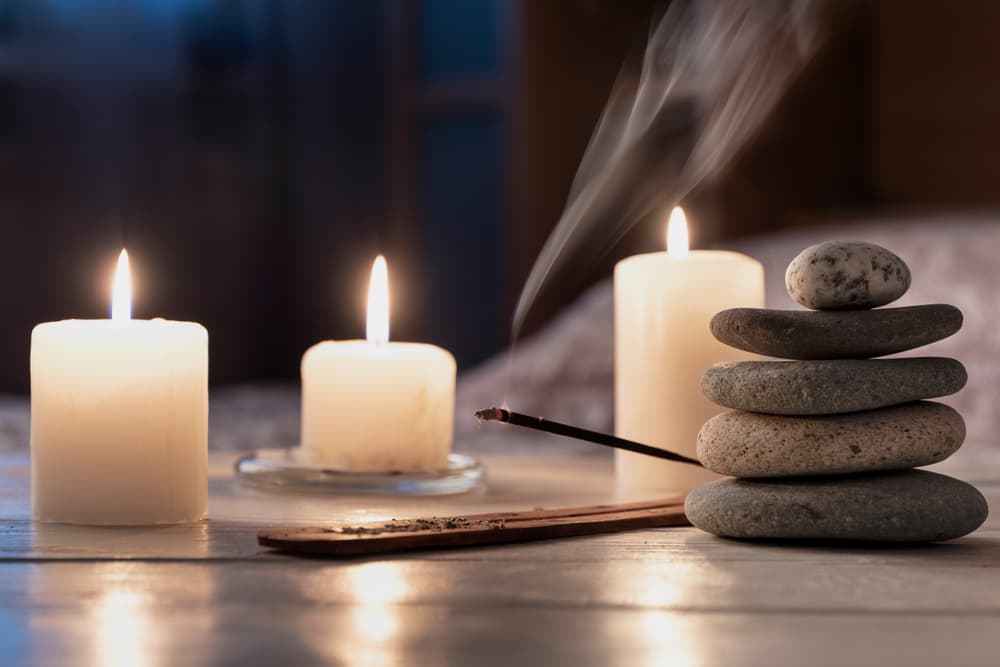 Incense and candles on the table