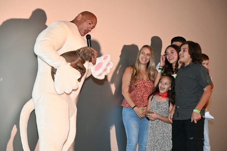 The Rock with puppy