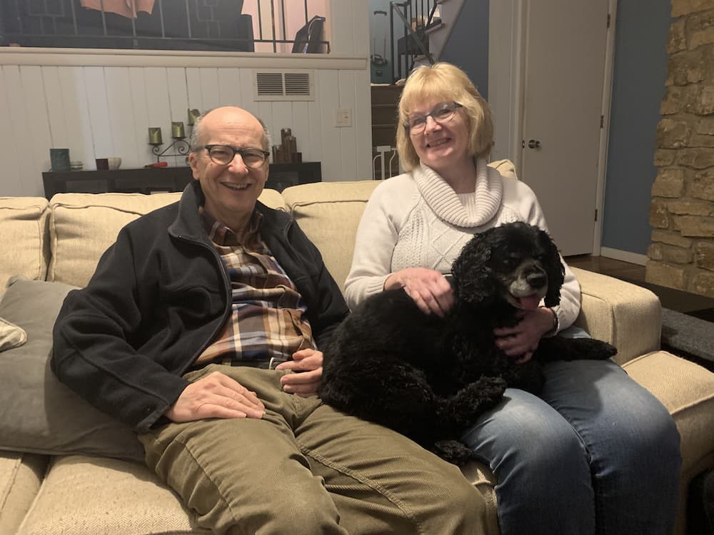 The Campbells with Figaro rescue dog