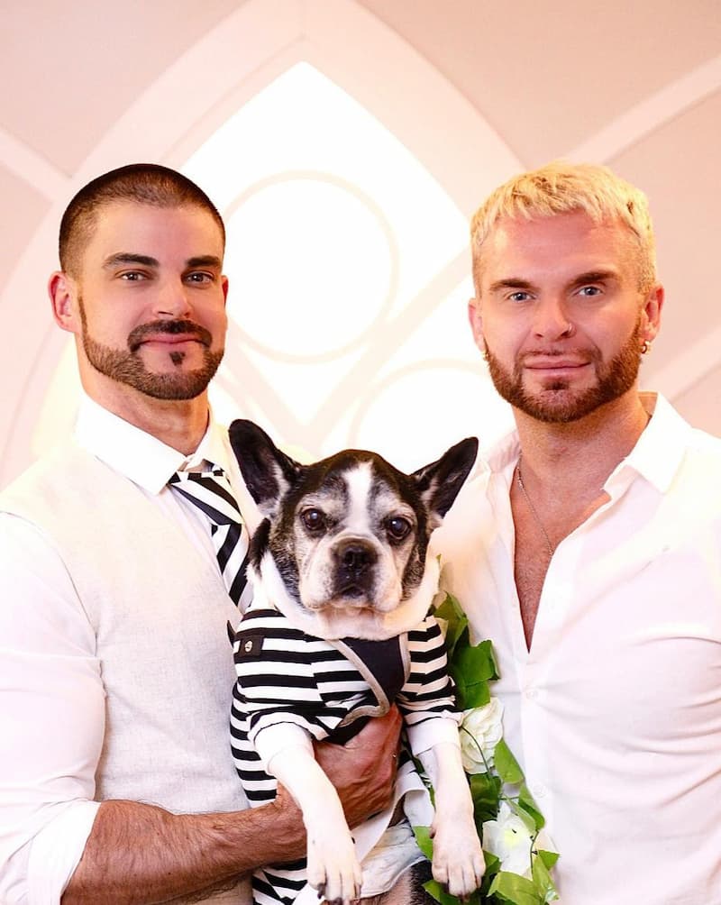 two men with dog pride